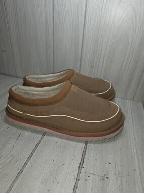 UGG Tasman Cali Wave Chestnut Leather Wool Slippers Mens US 10